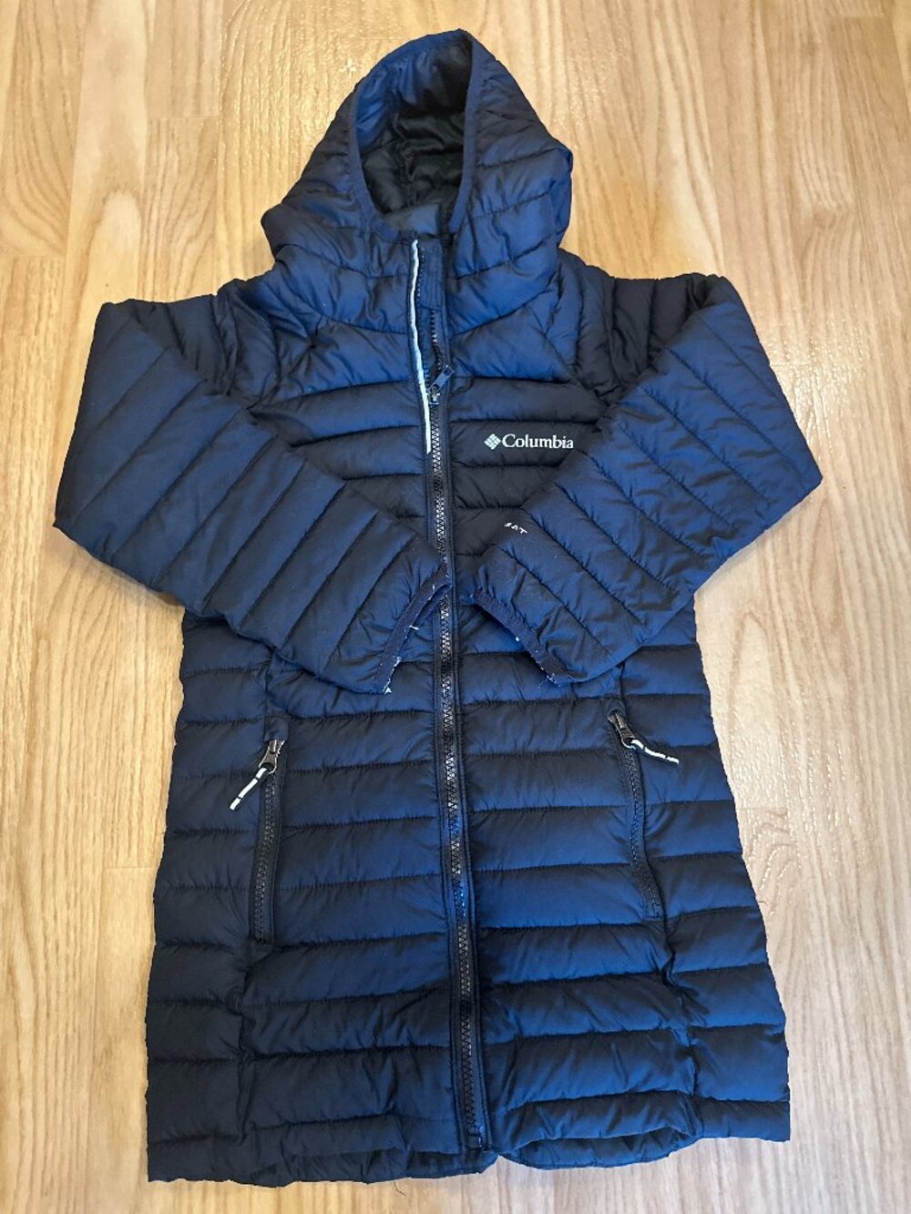 Columbia Girls Omni-Heat Black Long Hooded Puffer Coat XS - Picture 2 of 9